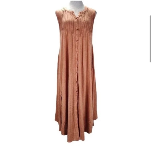 Free People Pintucked Knit Midi Dress sz Medium M - Picture 4 of 11